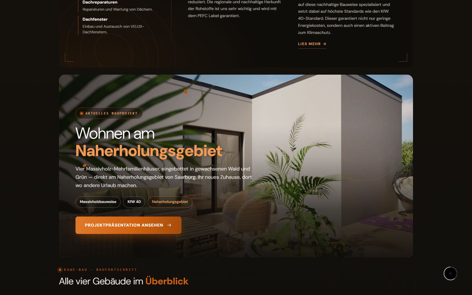 Projektkarte &bdquo;Wohnen am Naherholungsgebiet&ldquo; mit Visualisierung einer Terrasse